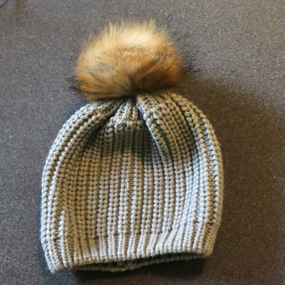 Knit beanie with fuzzy top